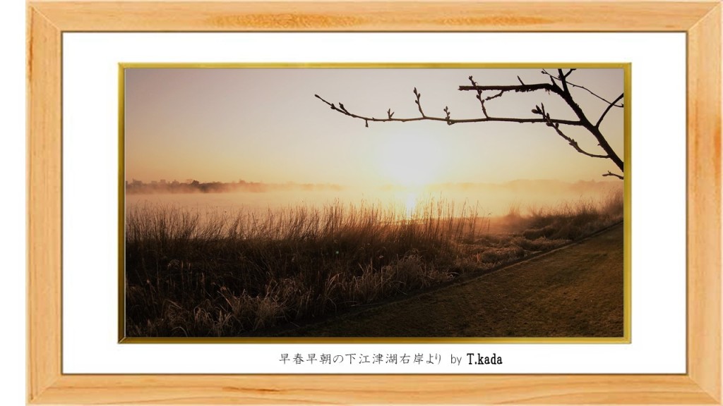早春 下江津湖右岸朝の風景
